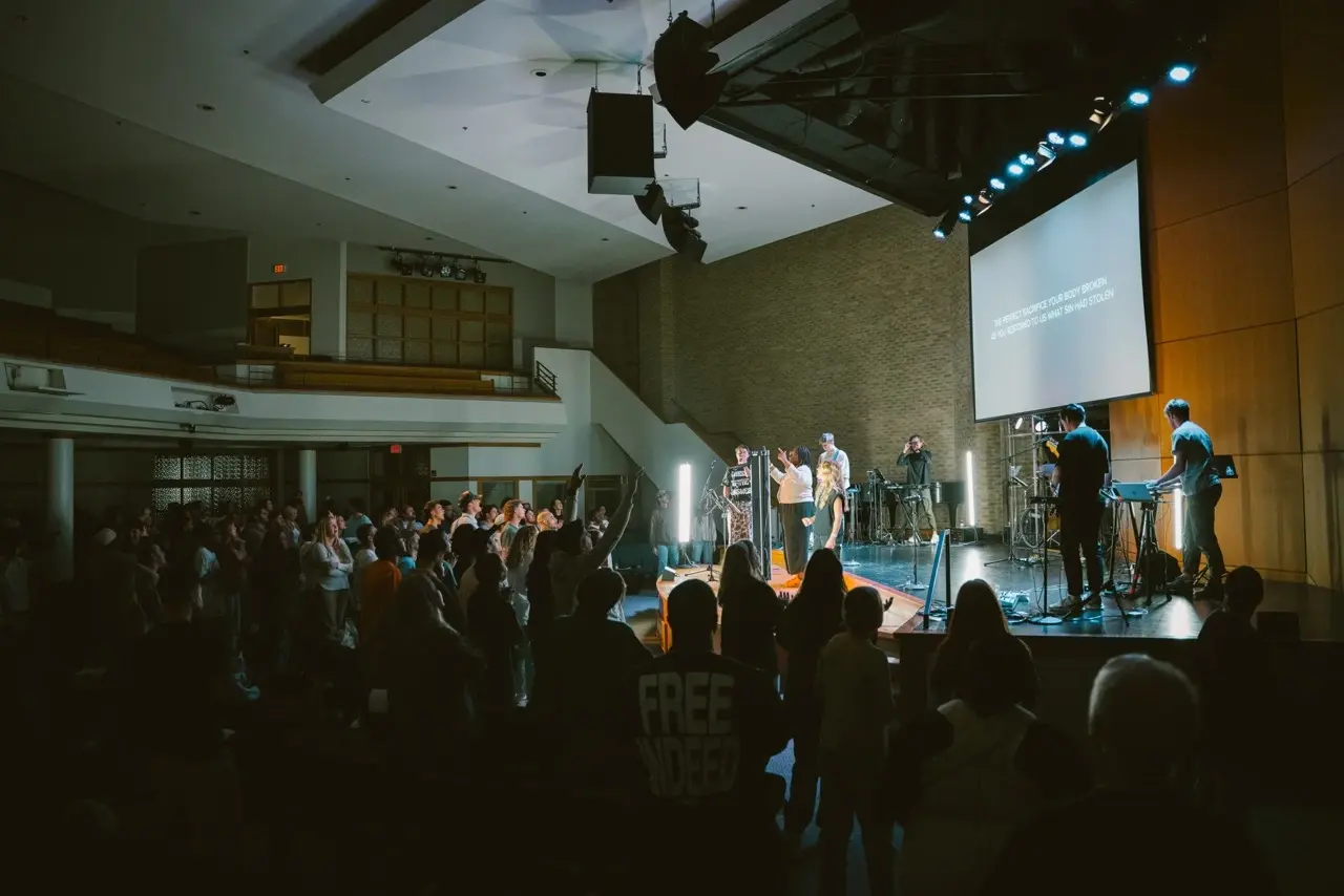 The band leading a packed sanctuary at Monday Nights in Nashville
